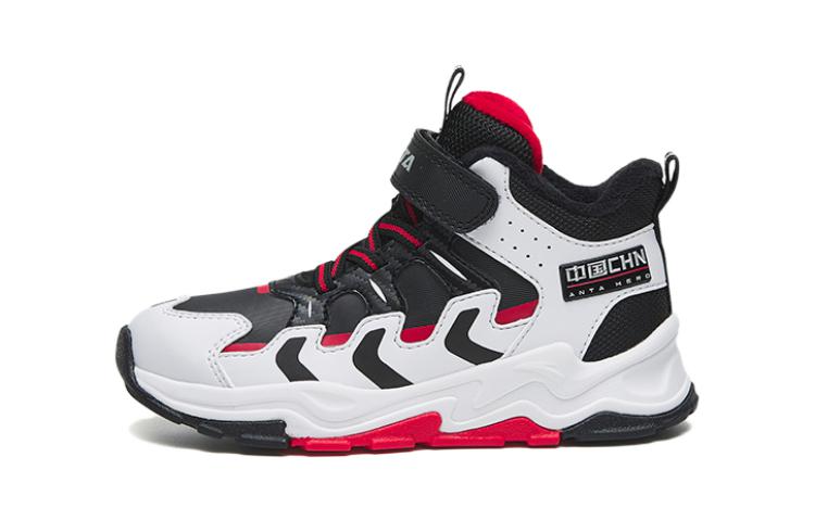 

Скользоустойчивые противоударные высокие детские кроссовки для бега черно-белые Antakids, черный/белый Anta/классический красный для детей 3-7 лет