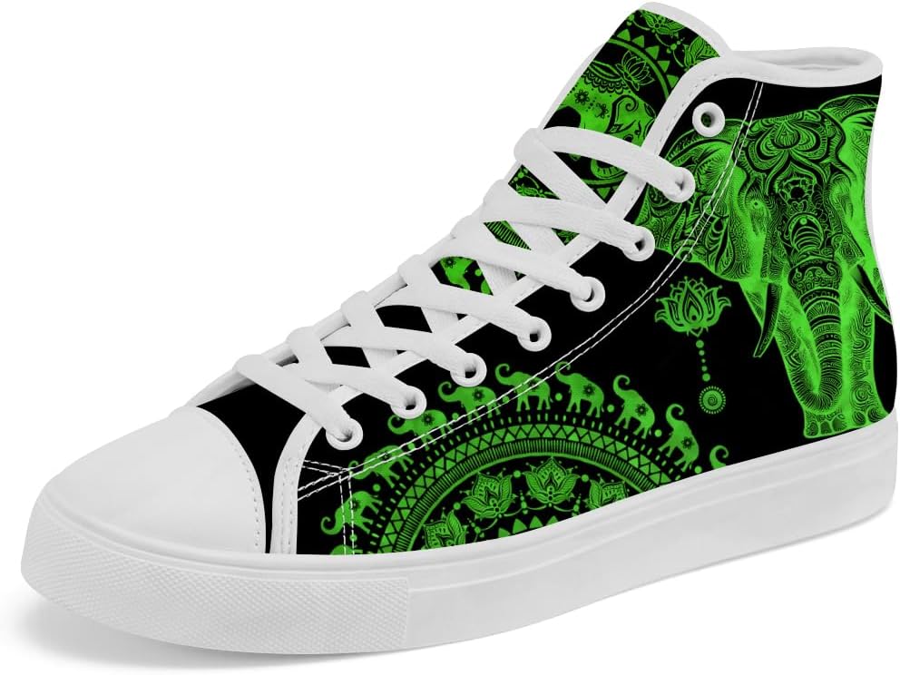 

Высокие кеды из холщовой ткани с принтом мандалы для мужчин и женщин, шнуровка, повседневная обувь Chebing, 617 Green