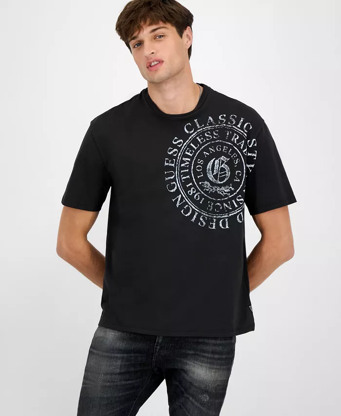 

Мужская футболка с коротким рукавом Relaxed Fit и принтом Letter Pressed Guess, мультиколор