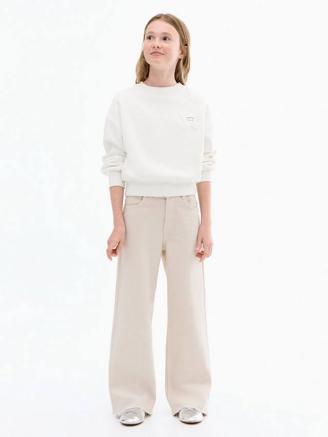 

Детские джинсы с потертостями и широкими штанинами Mango, Light Pastel Brown