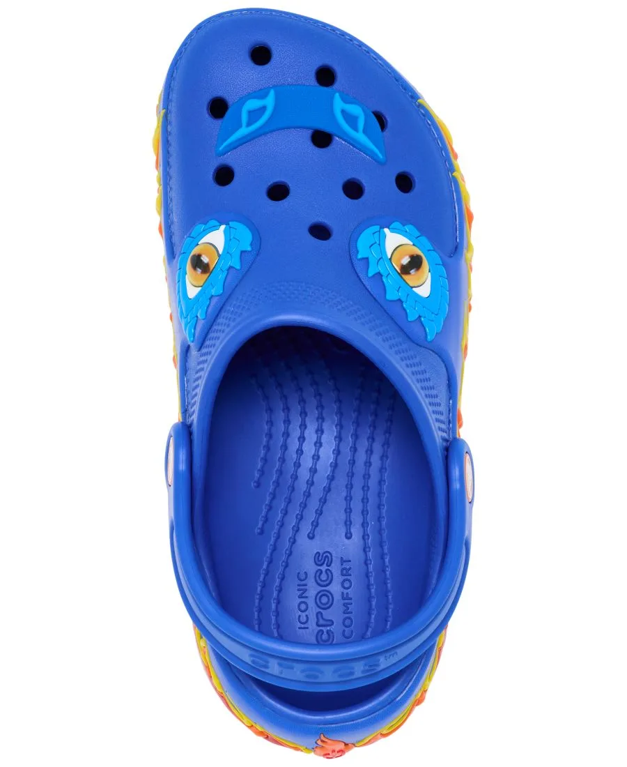 Детские классические сабо Finish Line с подсветкой в виде дракона Crocs, синий, красный — фото 4