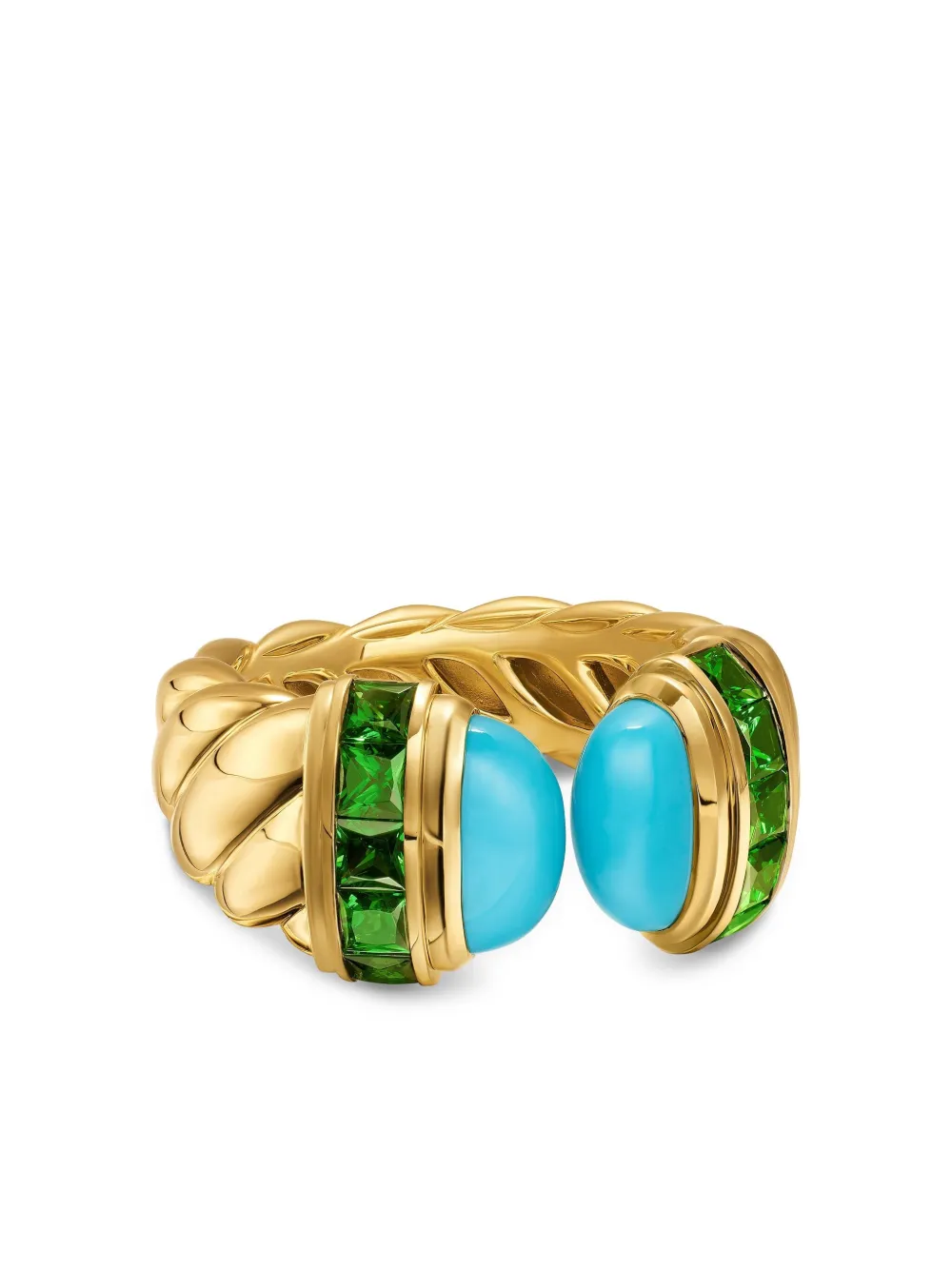 

Кольцо из желтого золота с бирюзой и цаворитом David Yurman, золотой