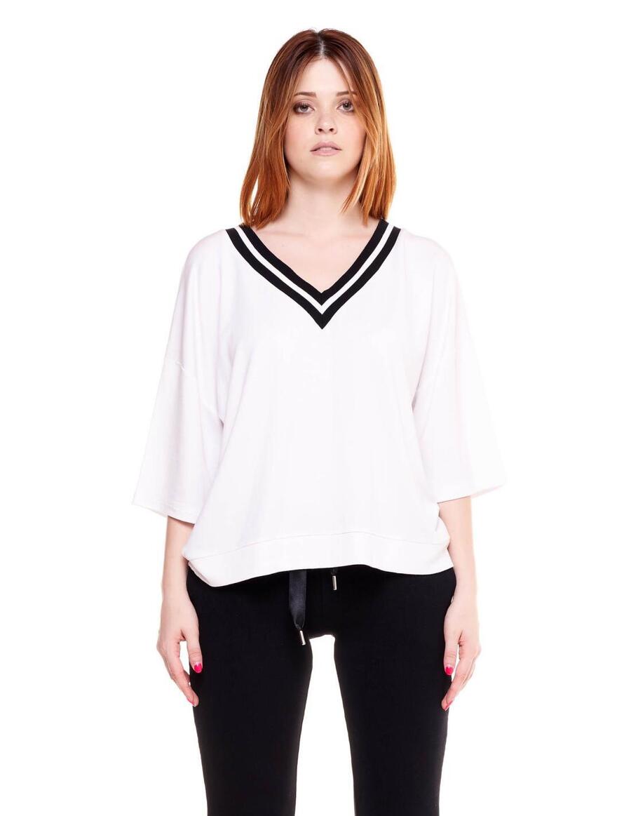 

LEONE 1947 APPAREL Черно-белая женская толстовка с V-образным вырезом