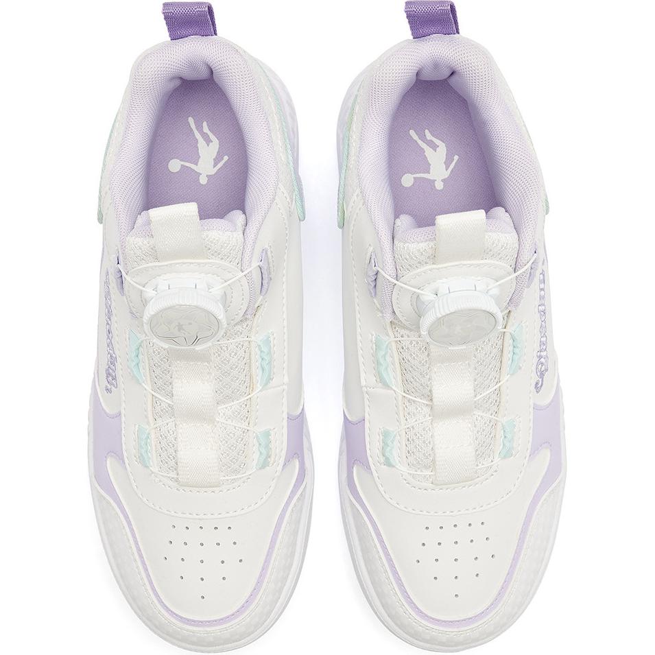 QIAODAN Детские кроссовки Jordan White/Kapok Purple с противоскользящей подошвой и износостойким верхом для скейтбординга для подростков — фото 4
