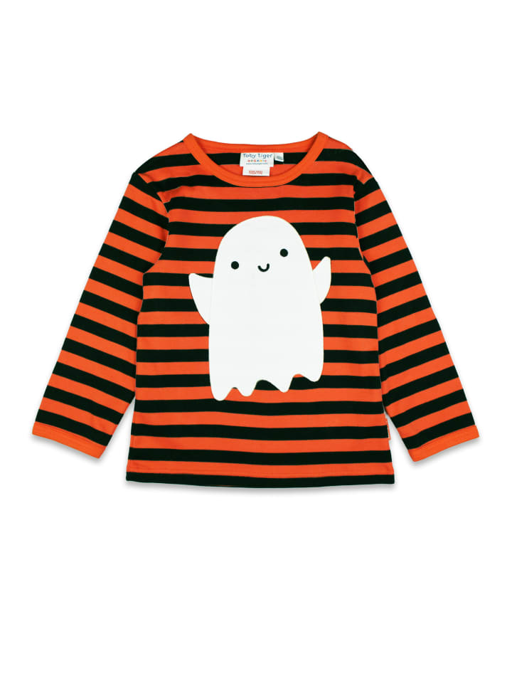 

Рубашка с длинными рукавами и аппликацией в виде привидения оранжевого цвета. Toby Tiger