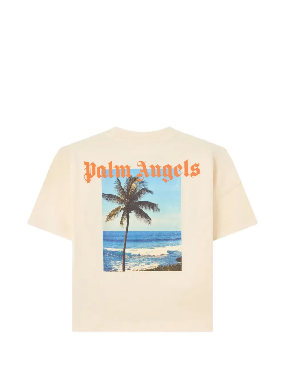 Хлопковая футболка с логотипом Palm Angels Kids, нейтральный — фото 2