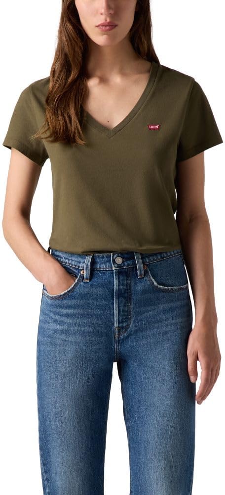 

Женская футболка Levi's Perfect с V-образным вырезом, (New) Olive Night, Хаки, Женская футболка Levi's Perfect с V-образным вырезом, (New) Olive Night