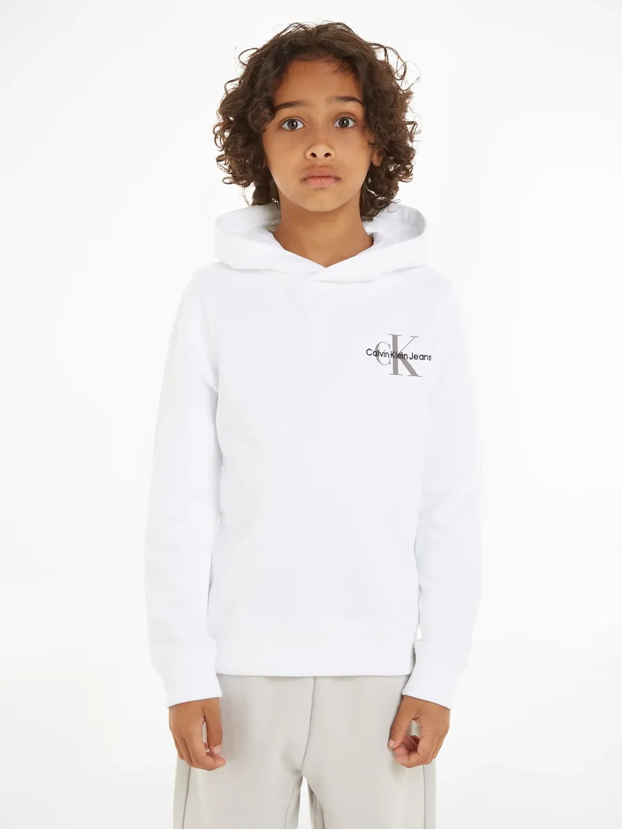 

Толстовка с капюшоном Calvin Klein Jeans "SMALL MONOGRAM HOODIE", для детей до 16 лет, с надписью-логотипом, белый