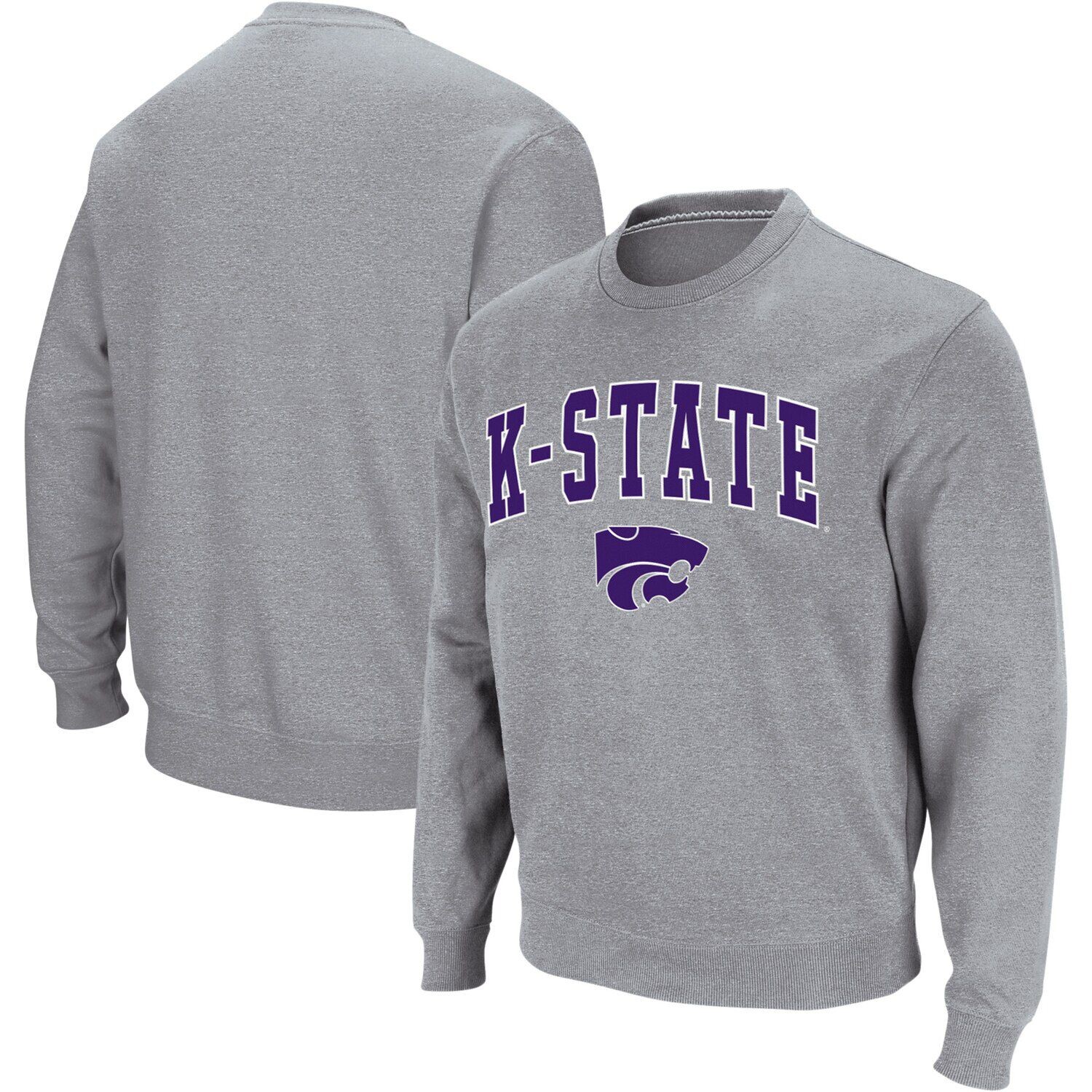 

Мужской свитшот с круглым вырезом с круглым вырезом и логотипом Heather Grey Kansas State Wildcats Colosseum