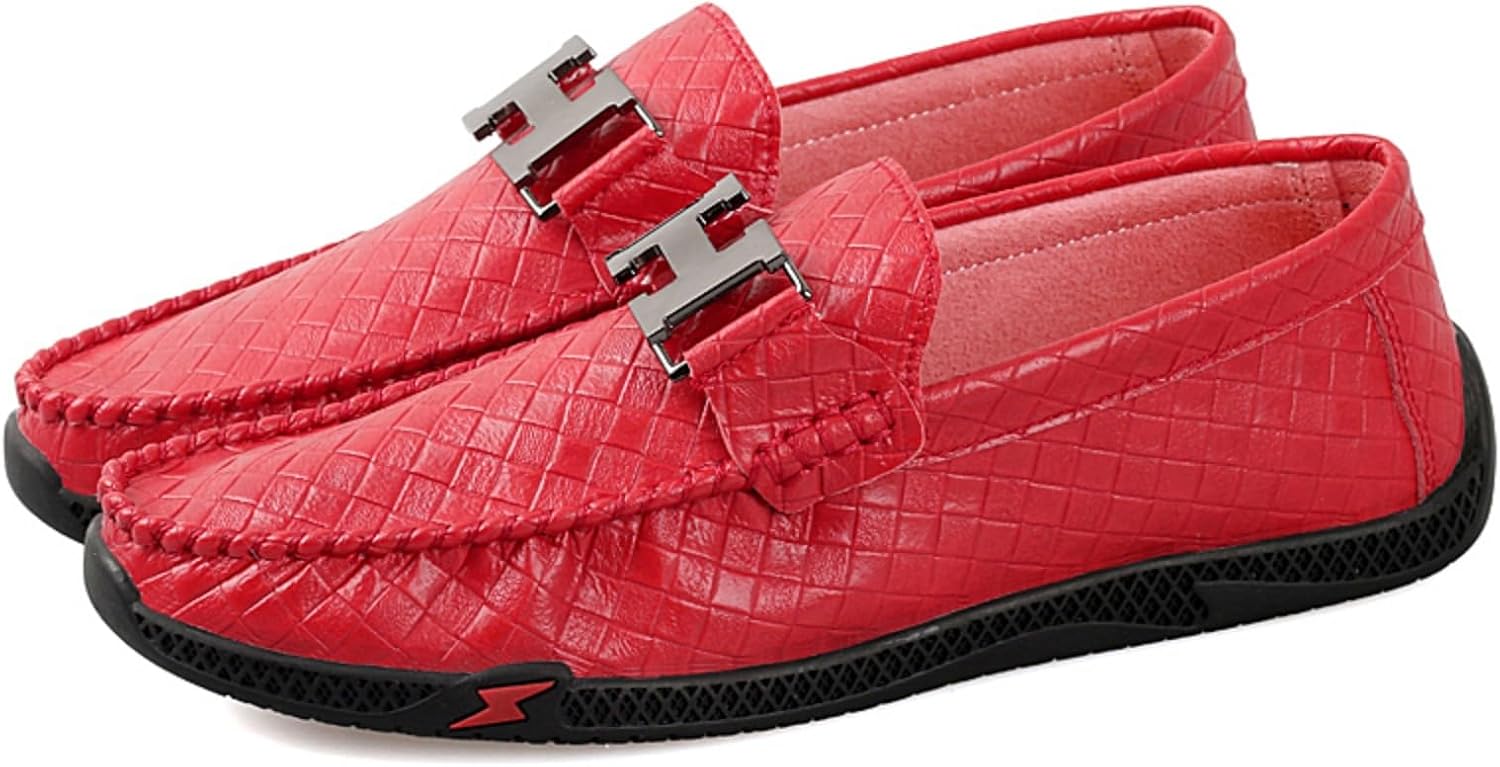 

Мужские повседневные комфортные лоферы, мужские повседневные туфли из натуральной кожи, легкие слипоны, мужские лоферы с отделкой 'пенни' Khwfjas, красный