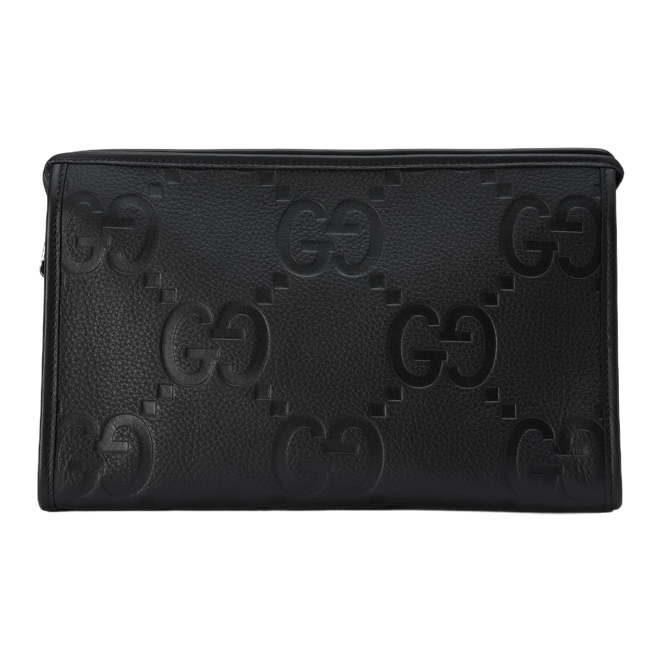 

GUCCI Кожаный клатч Jumbo GG большой мужской черный