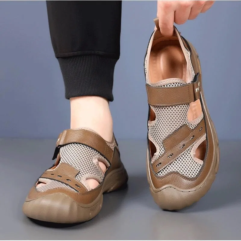 Лоферы мужские повседневные, кожаные, с вырезами, Mesh Handmade, коричневый DHFIRUFSHLO — фото 2