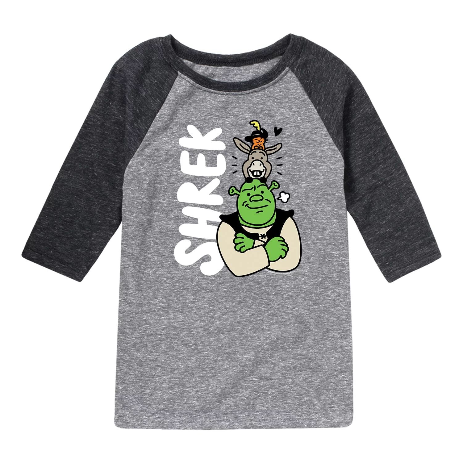 

Универсальная футболка с рисунком реглан для мальчиков 8–20 лет с изображением персонажей Шрека Licensed Character, серый