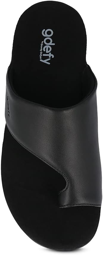 Мужские сандалии Gravity Defyer GDEFY Etztal из кожи - США - ортопедические шлепанцы с проверенной технологией VersoShock, черный — фото 2