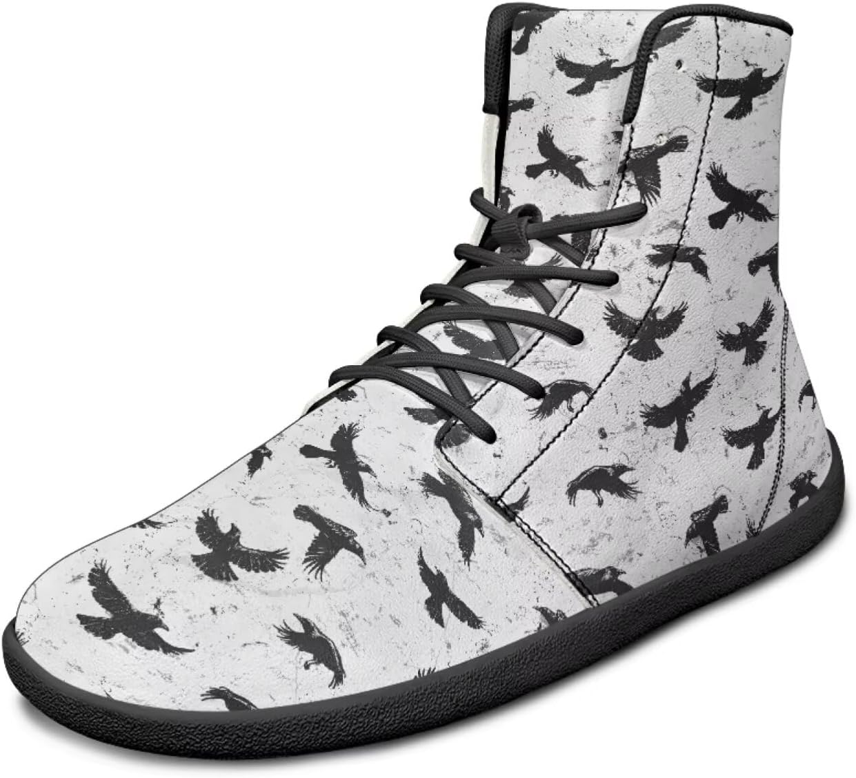 

Высокие кроссовки с рисунком птицы, ультралегкие, мужские, с широкой колодкой, ботинки, кроссовки для бега с нулевым перепадом Watdotory, Raven Pattern