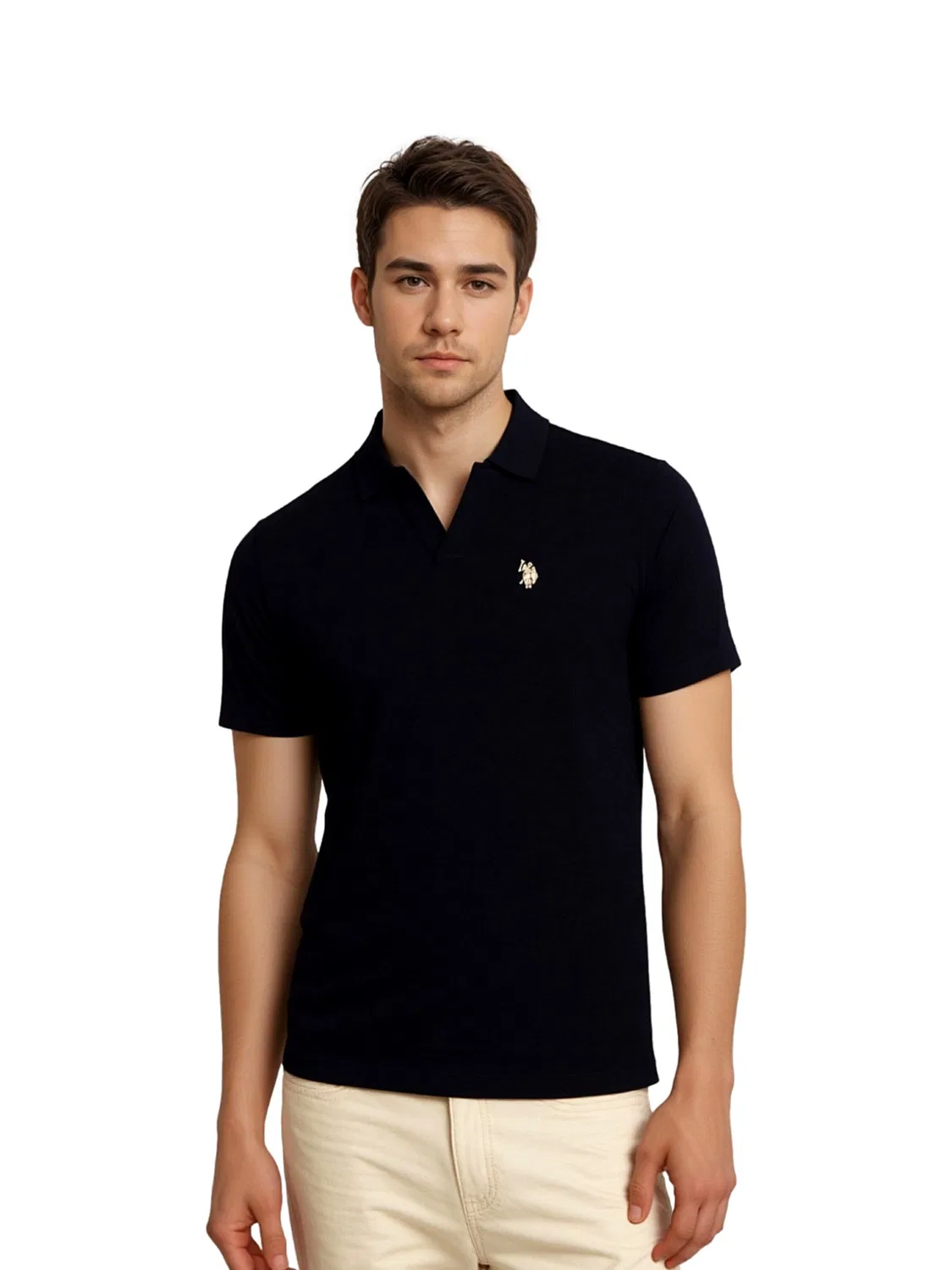 Футболка U.S. POLO ASSN. Knopflos черного цвета — фото 3