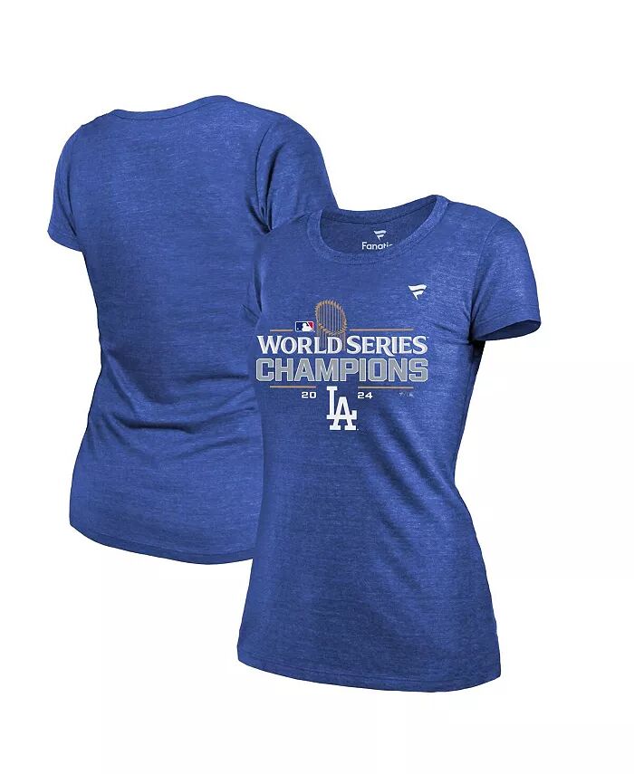 

Женская футболка Royal Los Angeles Dodgers 2024 World Series Champions Locker Room Tri-Blend Fanatics