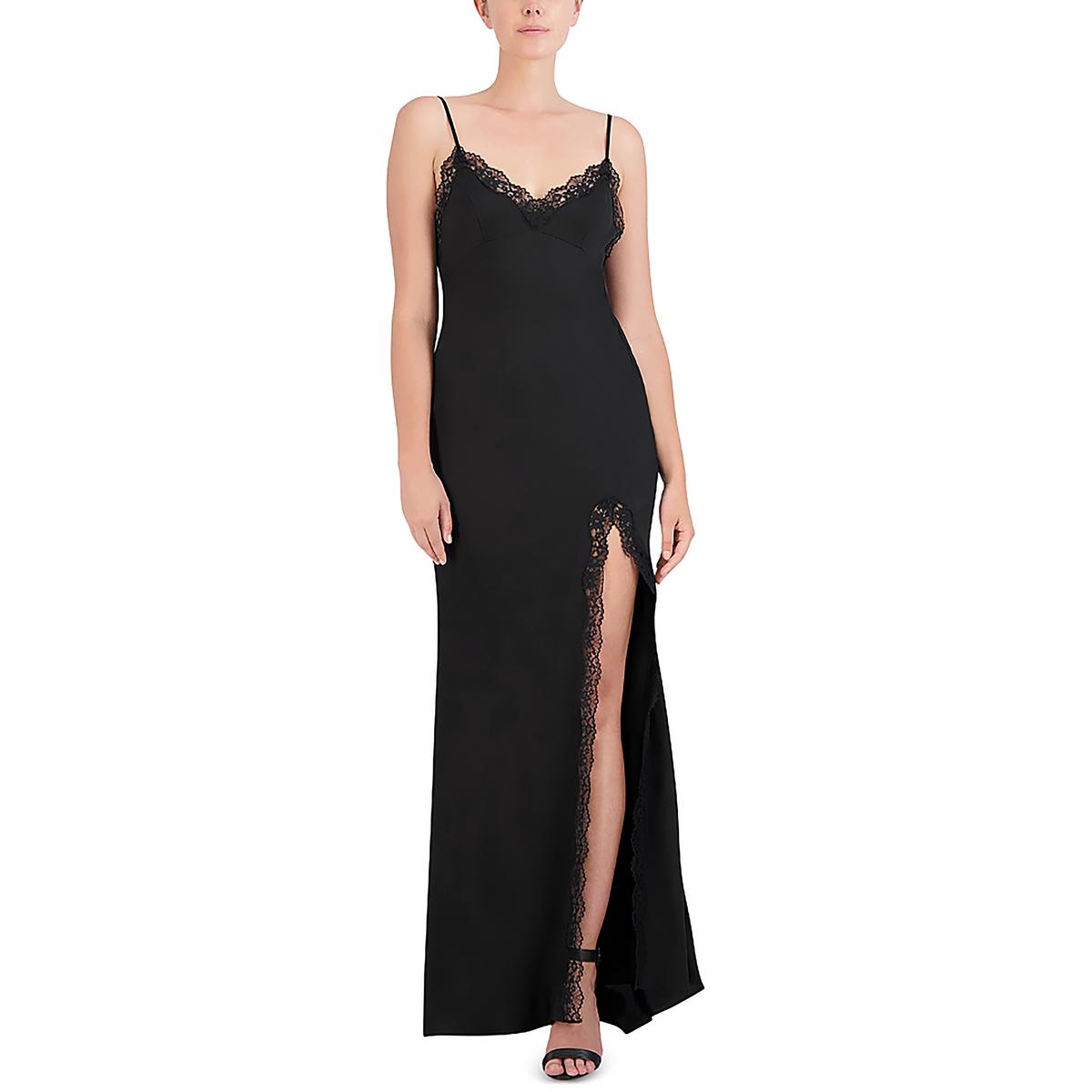 

Женское длинное платье макси с кружевной отделкой BCBGMAXAZRIA, черный