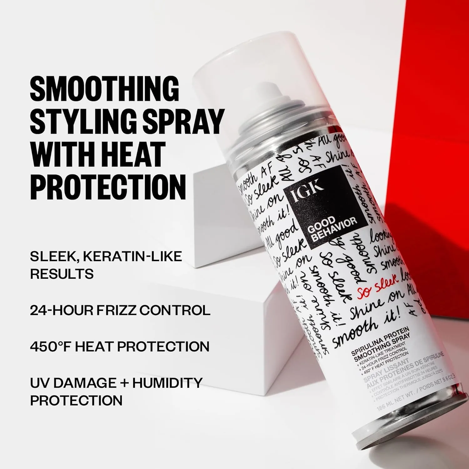 Набор для путешествий IGK GOOD BEHAVIOR Spirulina Protein Smoothing Spray | Кератиновый уход, контроль завивки и термозащита | Vegan + Cruelty Free (165 мл + 71 мл) — фото 4