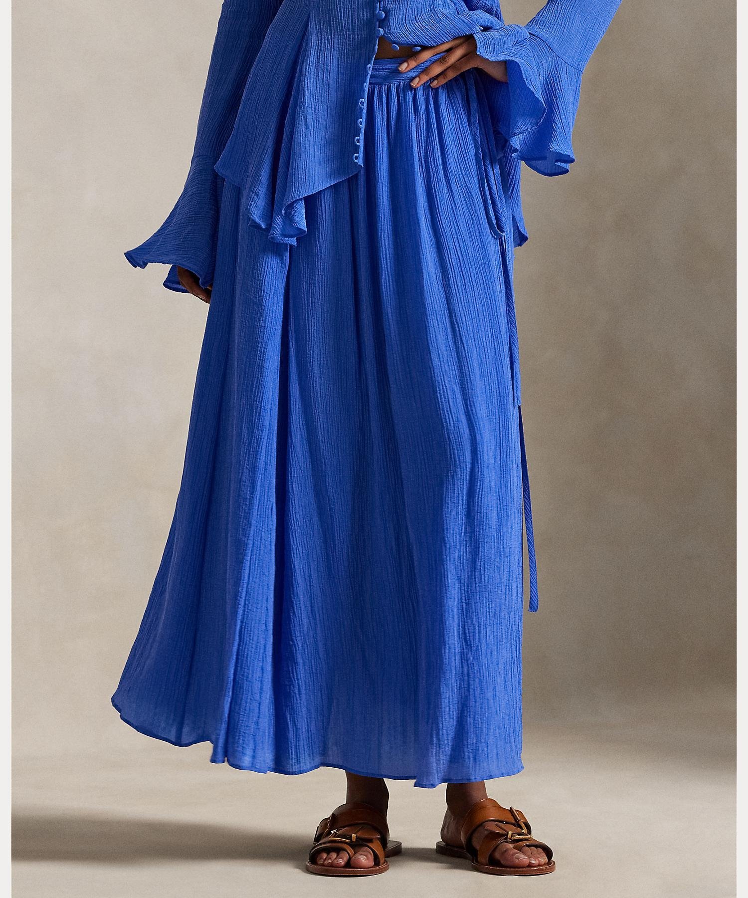 Жатая юбка-трапеция А-силуэта Polo Ralph Lauren, 400 Blue