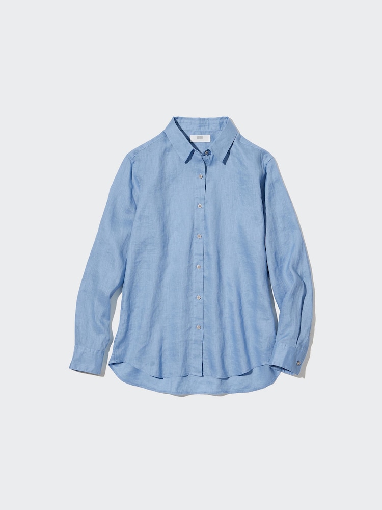 

Рубашка из 100% льна премиум-класса Uniqlo, цвет 61 синий