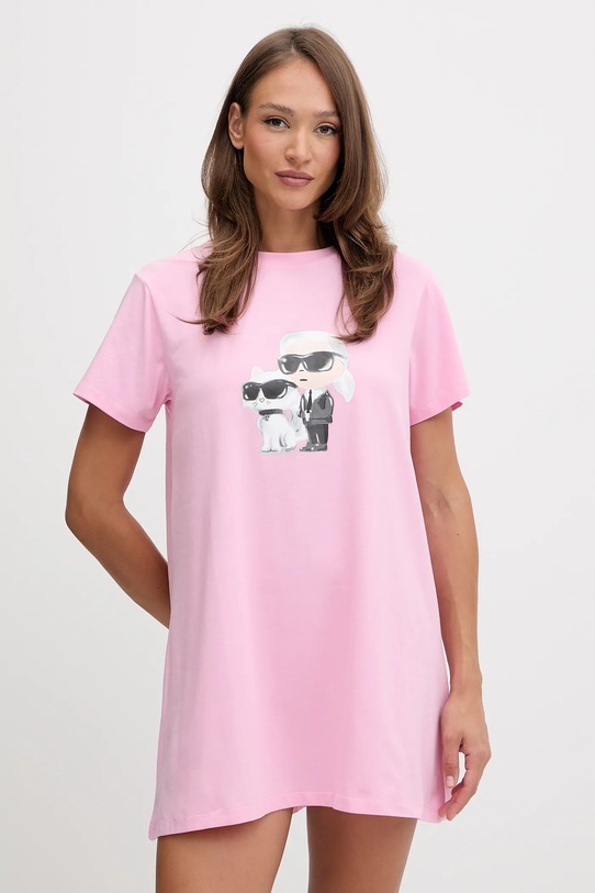 

Ночная рубашка IKON из хлопка Karl Lagerfeld, розовый