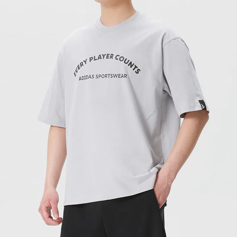 Футболка мужская Light Gray с круглым вырезом Adidas — фото 4