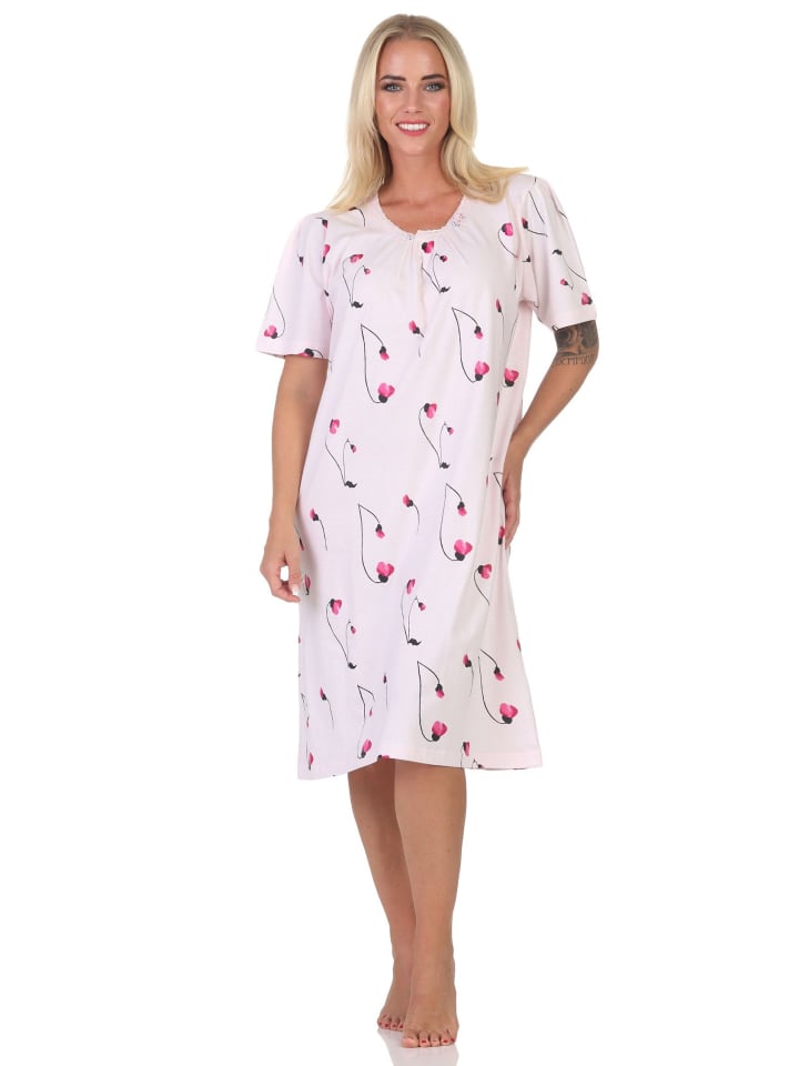 

Ночная рубашка с короткими рукавами, женская, размеры 125, 211, 311, цвет розовый NORMANN