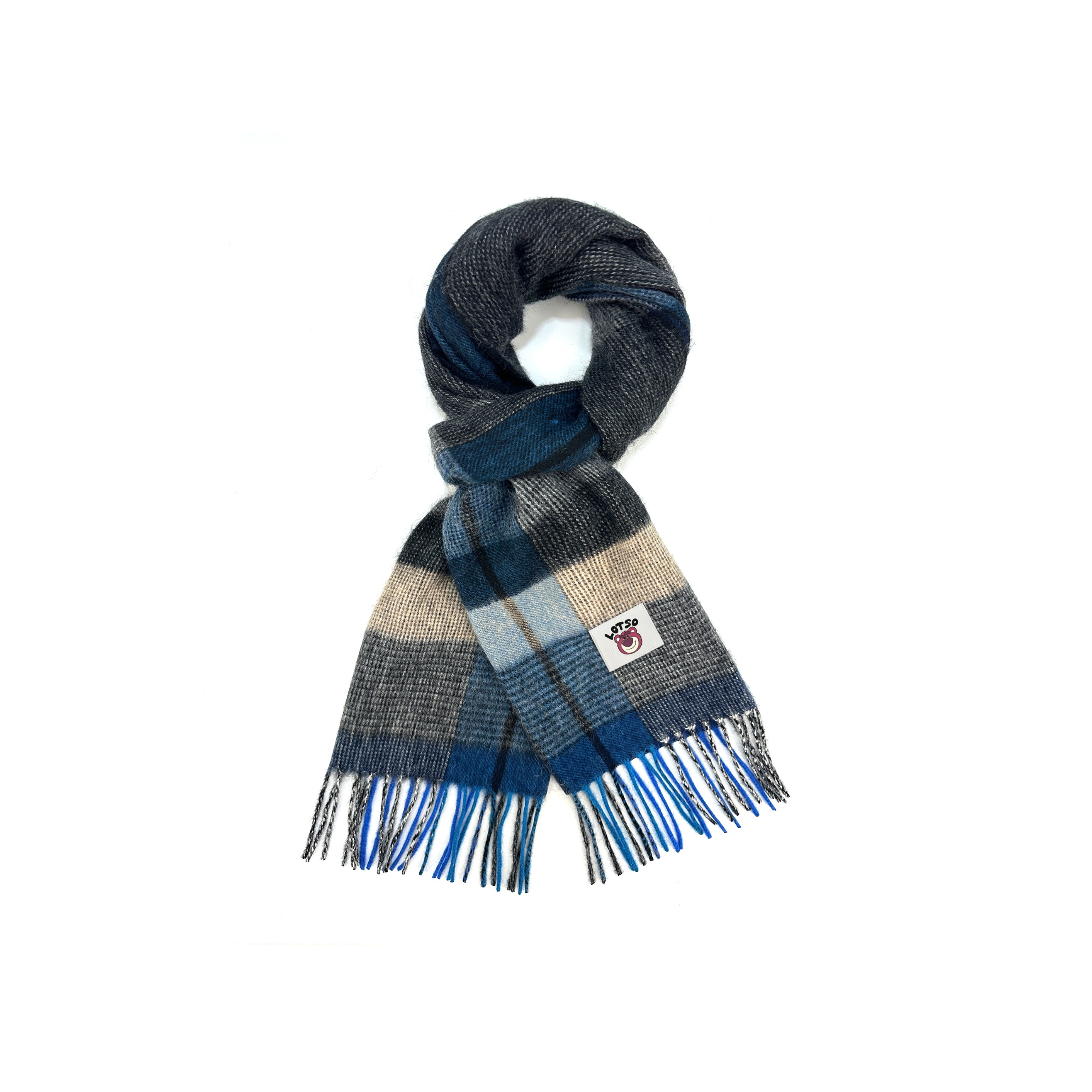 

Disney Лотсо вязаный шарф унисекс, Blue Camel Black Plaid