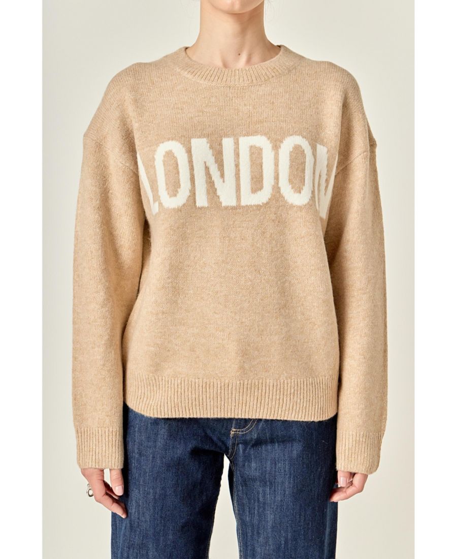 

Женский свитер с надписью English Factory, Tan/white