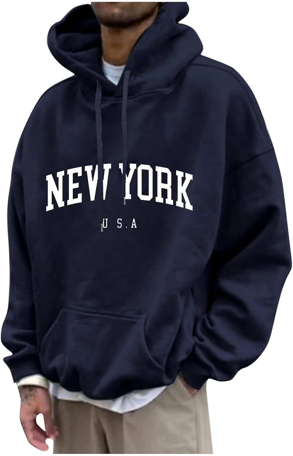 

Толстовка с капюшоном New York Letter Graphic Print, оверсайз