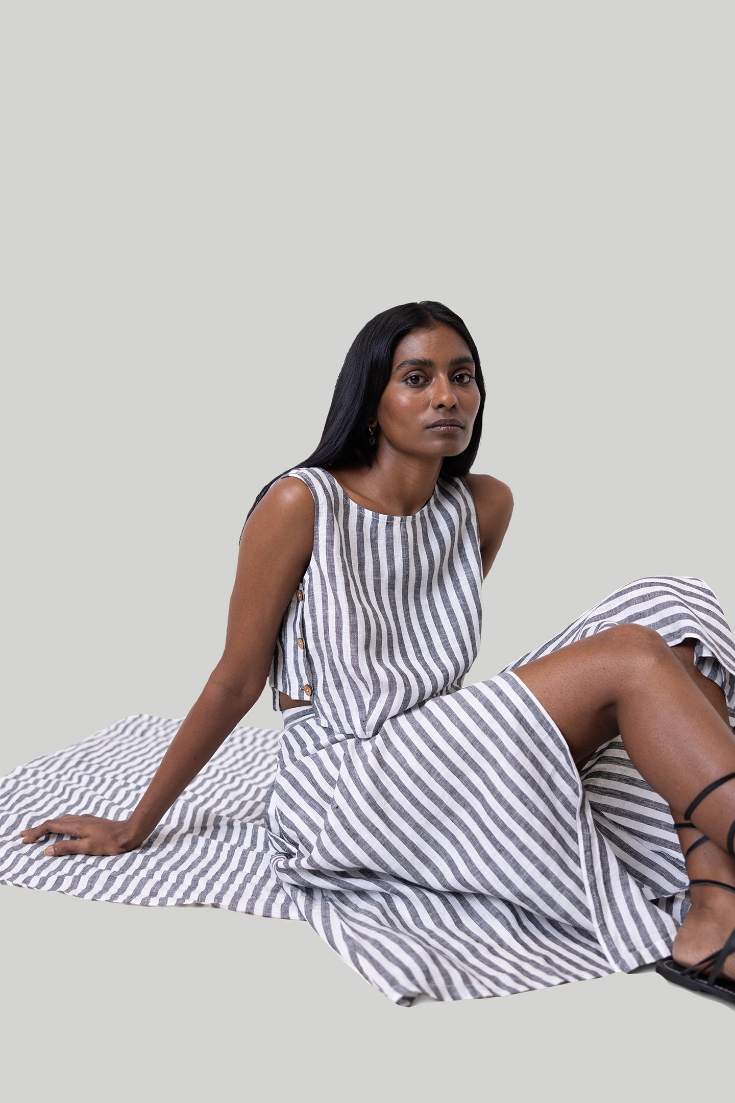

Свежий летний комплект из льняной ткани в полоску Reistor, цвет striped linen