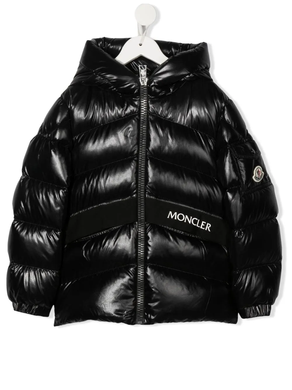 

Пуховик с нашивкой-логотипом Moncler Enfant, черный
