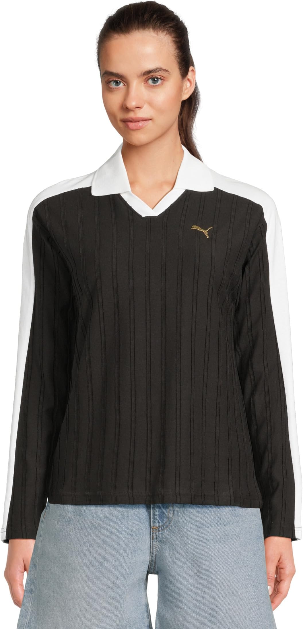 

Поло PUMA T7 Relaxed Long Sleeve Polo, цвет Puma Black