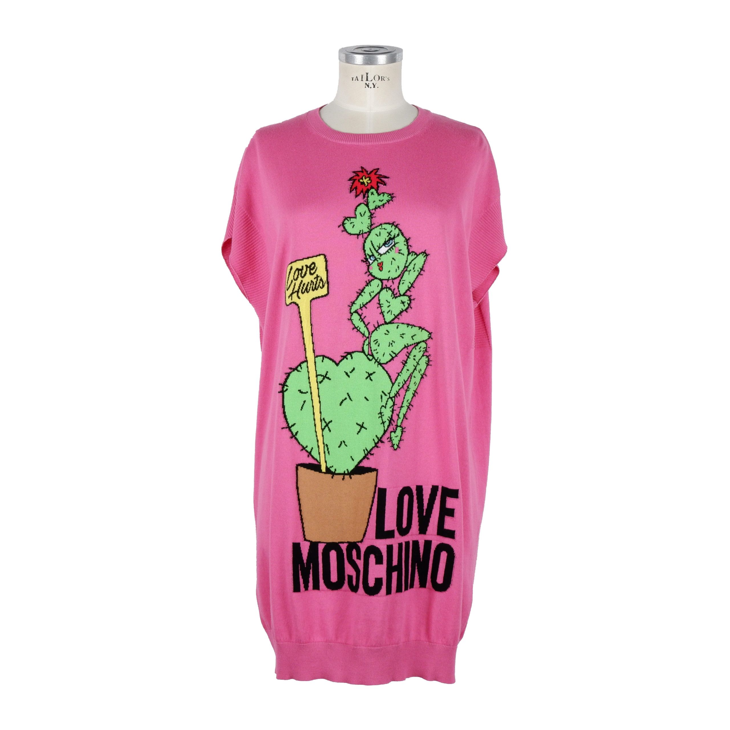 

Розовое хлопковое женское платье LOVE MOSCHINO