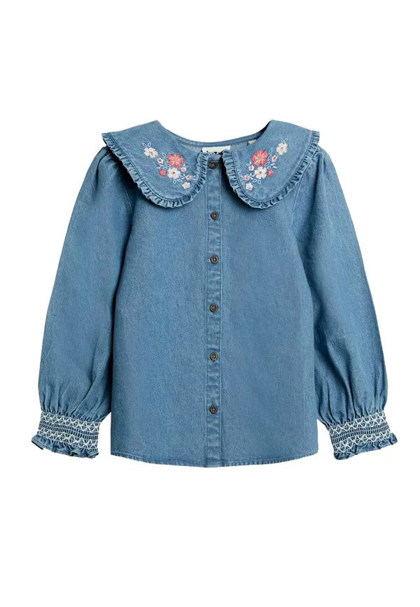 Блузка прямого кроя с воротником-рюшами Jojo Maman Bébé, Blue