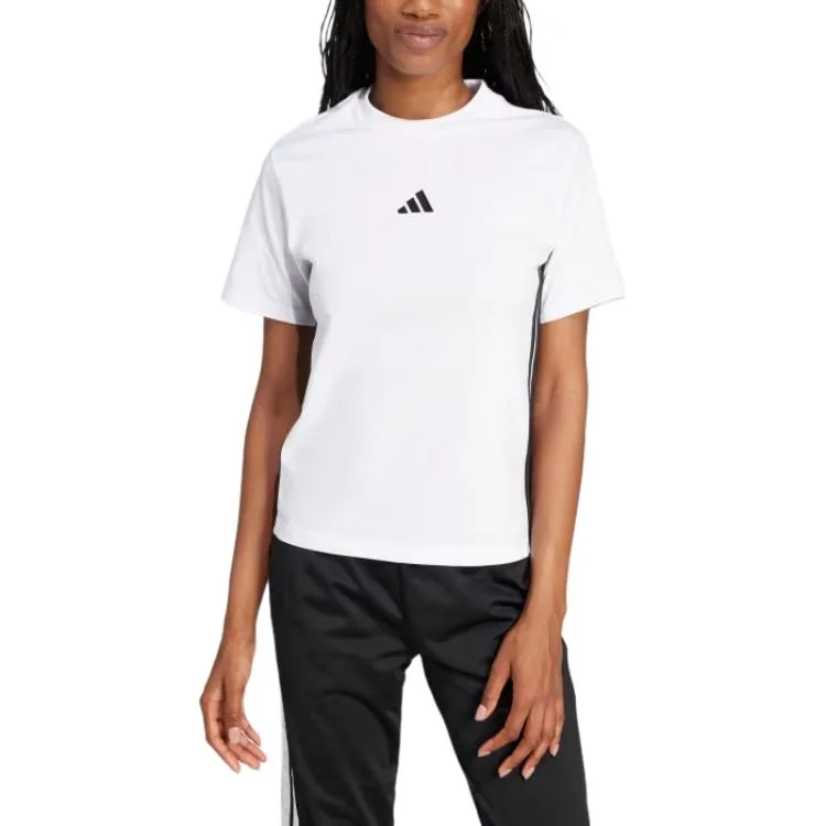 Adidas Женская футболка Essentials 3 Stripes Cotton White/Black — фото 3