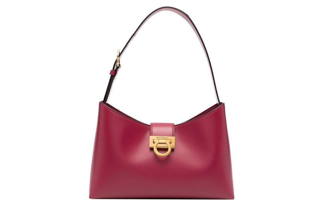 

Феррагамо Trifolio женская кожаная сумка через плечо бордового цвета