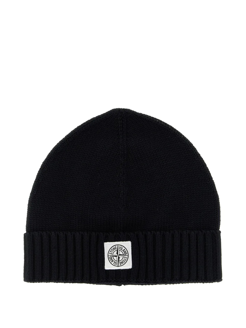 

Шапка-бини в рубчик с нашивкой-логотипом Stone Island Junior, черный