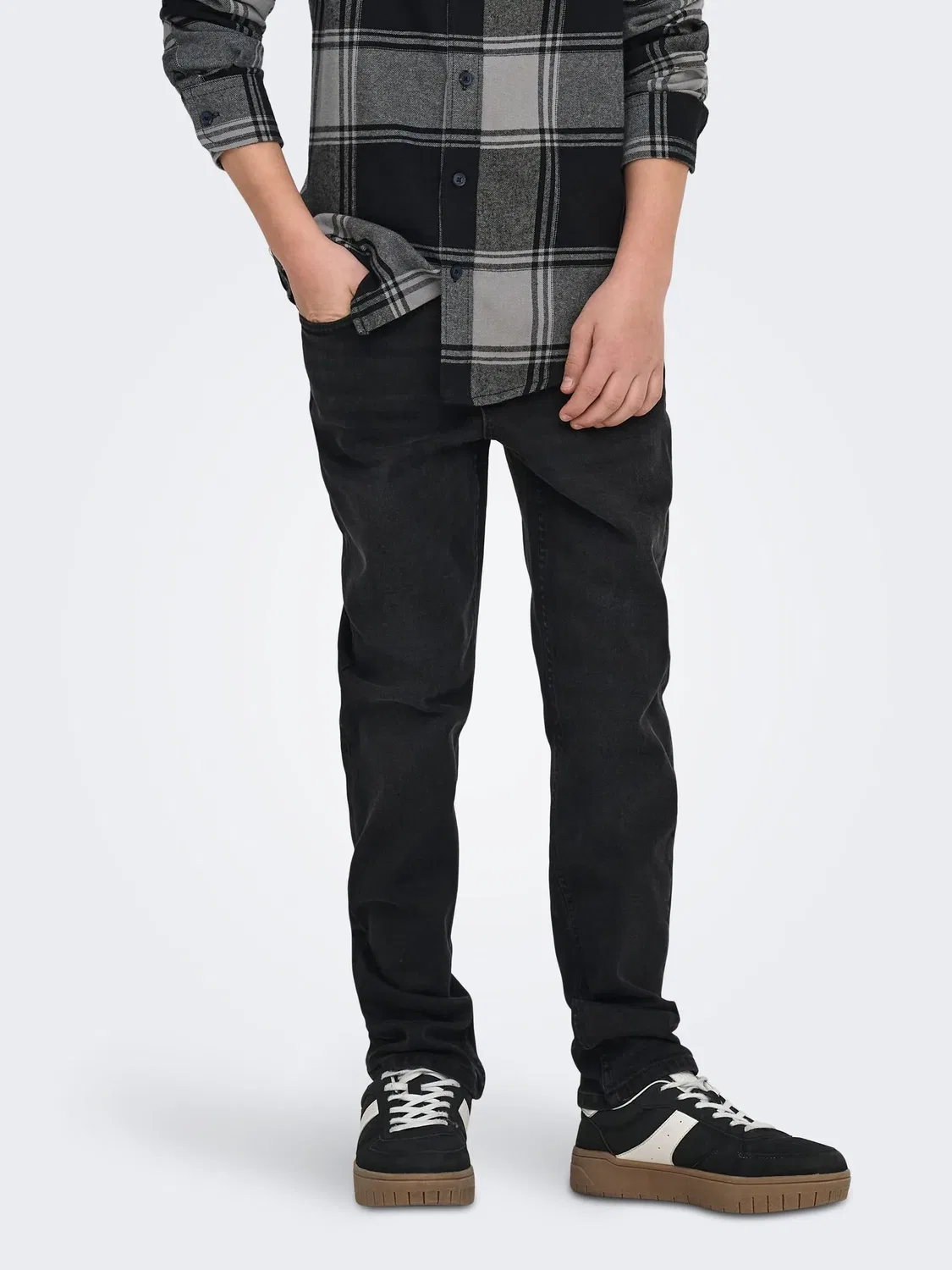 Джинсы slim fit, Washed Black, ONLY & SONS Junior — фото 3