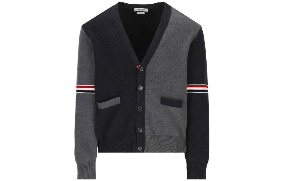 

Кардиган с цветными блоками на пуговицах THOM BROWNE, серый