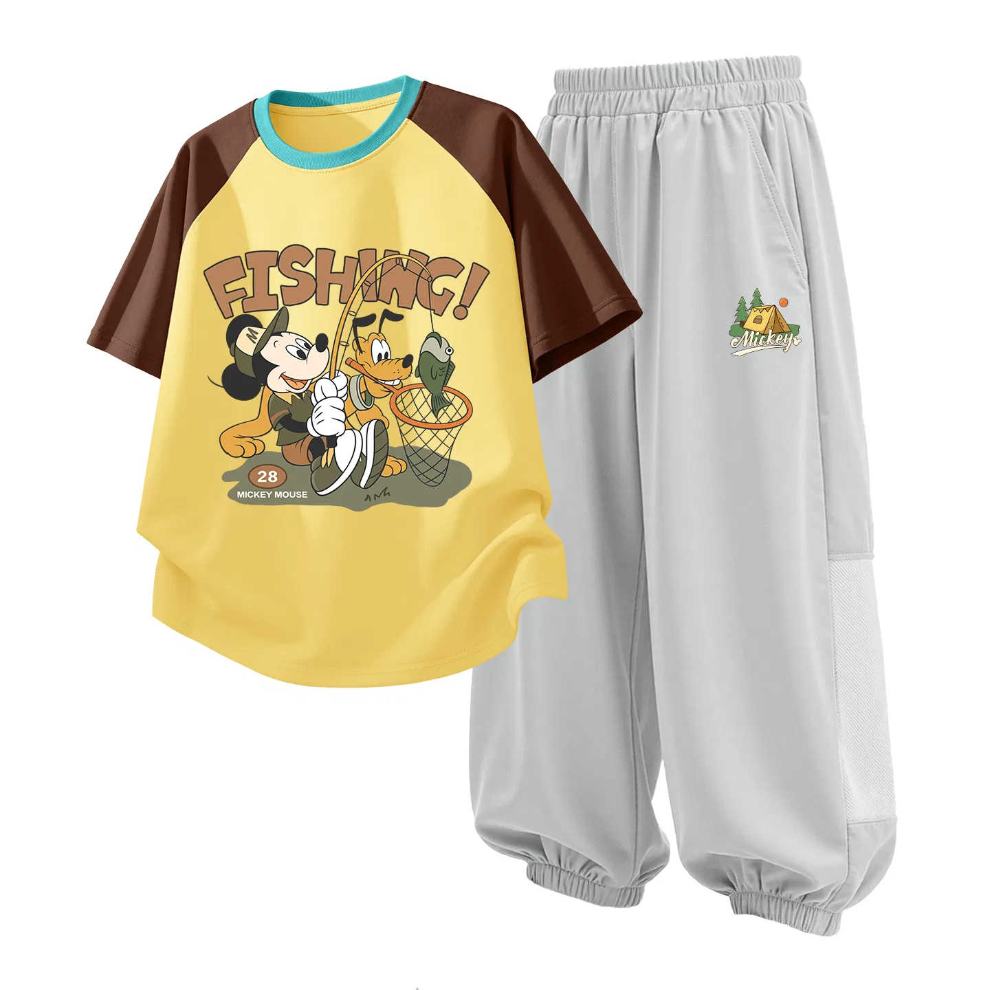 Детский спортивный костюм Casual Sportswear 2 Piece Set Disney, Di Hamburger Brown Yellow+Di French Fries Misty Gray — фото 4