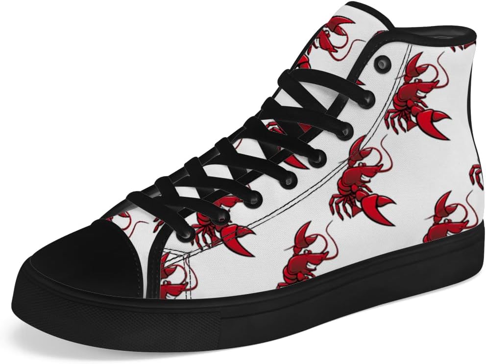 

Высокие кеды на канве с изображением омара для мужчин и женщин, кеды с высокой шнуровкой, повседневная обувь, подарок для папы и мамы Chebing, белый