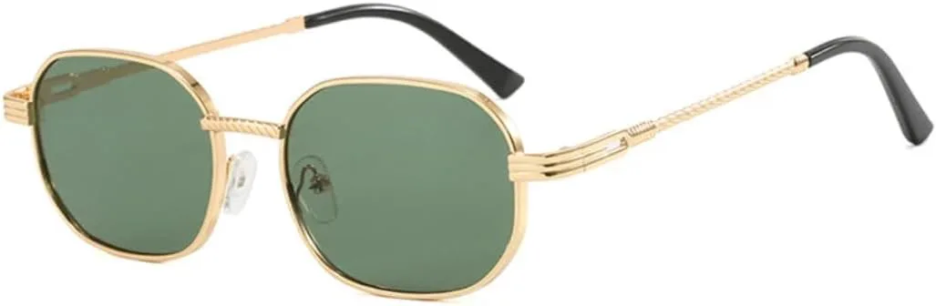 

Ретро-солнцезащитные очки в маленькой металлической оправе для женщин, модные градиентные линзы UV400, панк-стиль, темно-зеленый цвет VRTRFFTR, Golden Dark Green