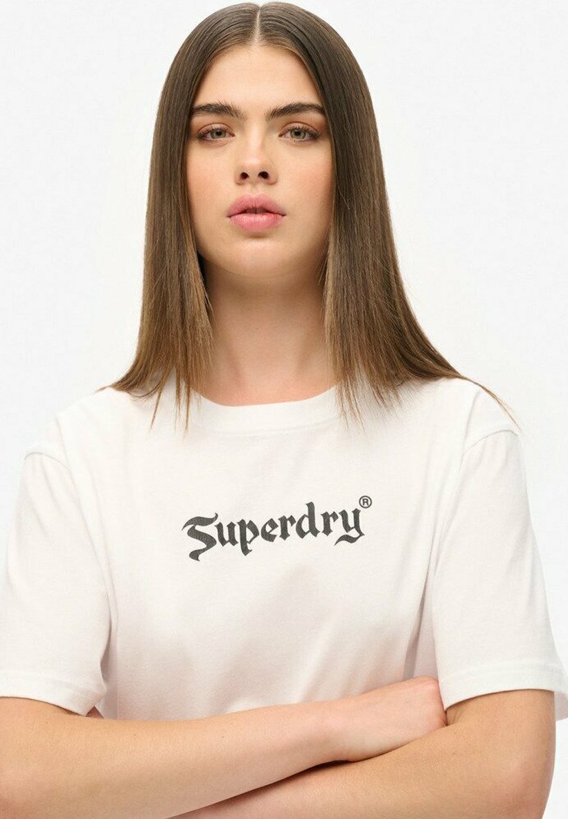

Футболка с принтом RETRO ROCK GRAPHIC Superdry, белый деним