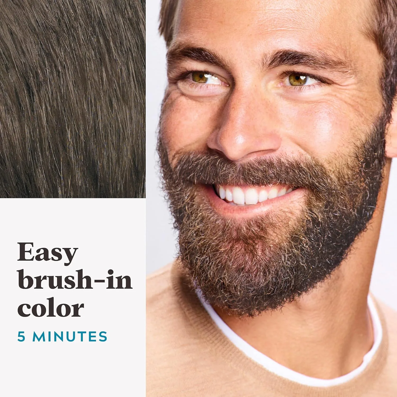 Just For Men Mustache & Beard, окрашивание бороды для седых волос с кистью, с кератином, биотином, алоэ и кокосовым маслом для здоровой растительности на лице - Medium-Dark Brown, M-40, 1 шт 1 штука (1 шт.), Medium-Dark Brown M-40 — фото 4