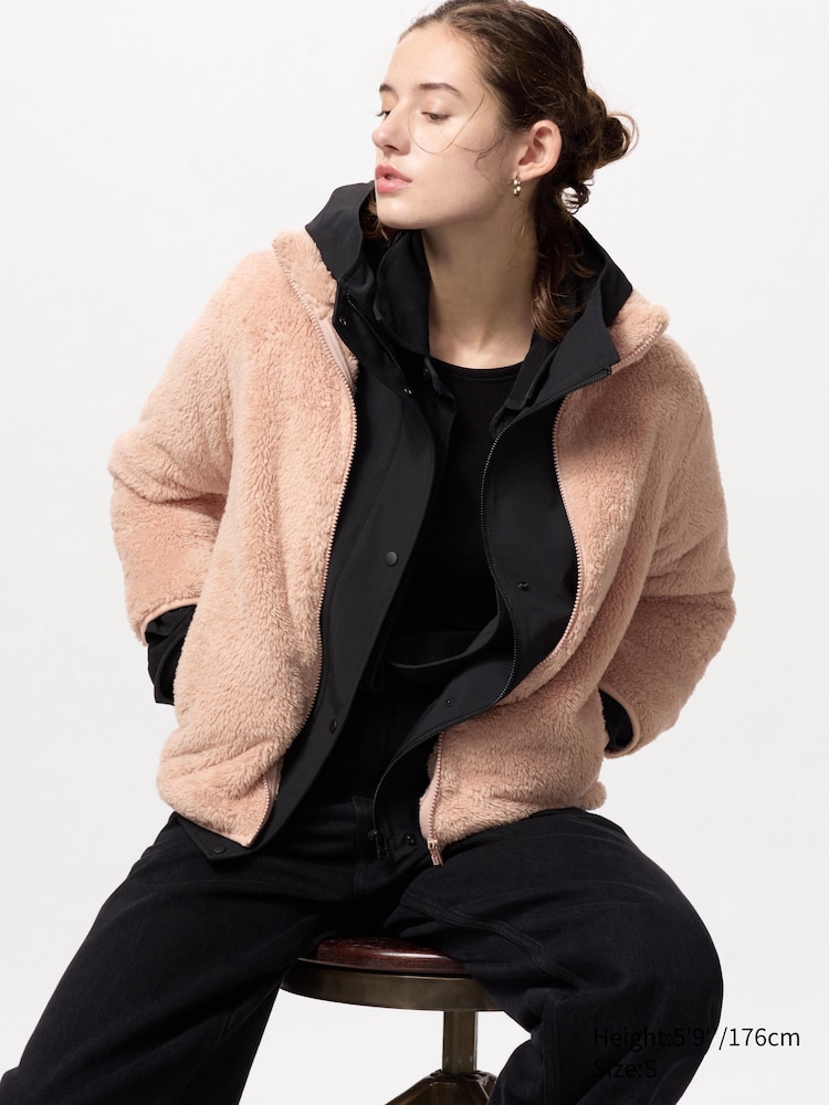 

Флисовая меховая куртка на молнии UNIQLO, розовый