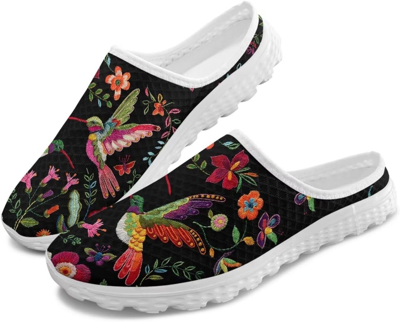 

Женские мюли и сабо Tomeusey, садовая обувь, кроссовки без задника - летние сетчатые тапочки с противоскользящей подошвой, обувь для прогулок на улице, Hummingbird Flower-3