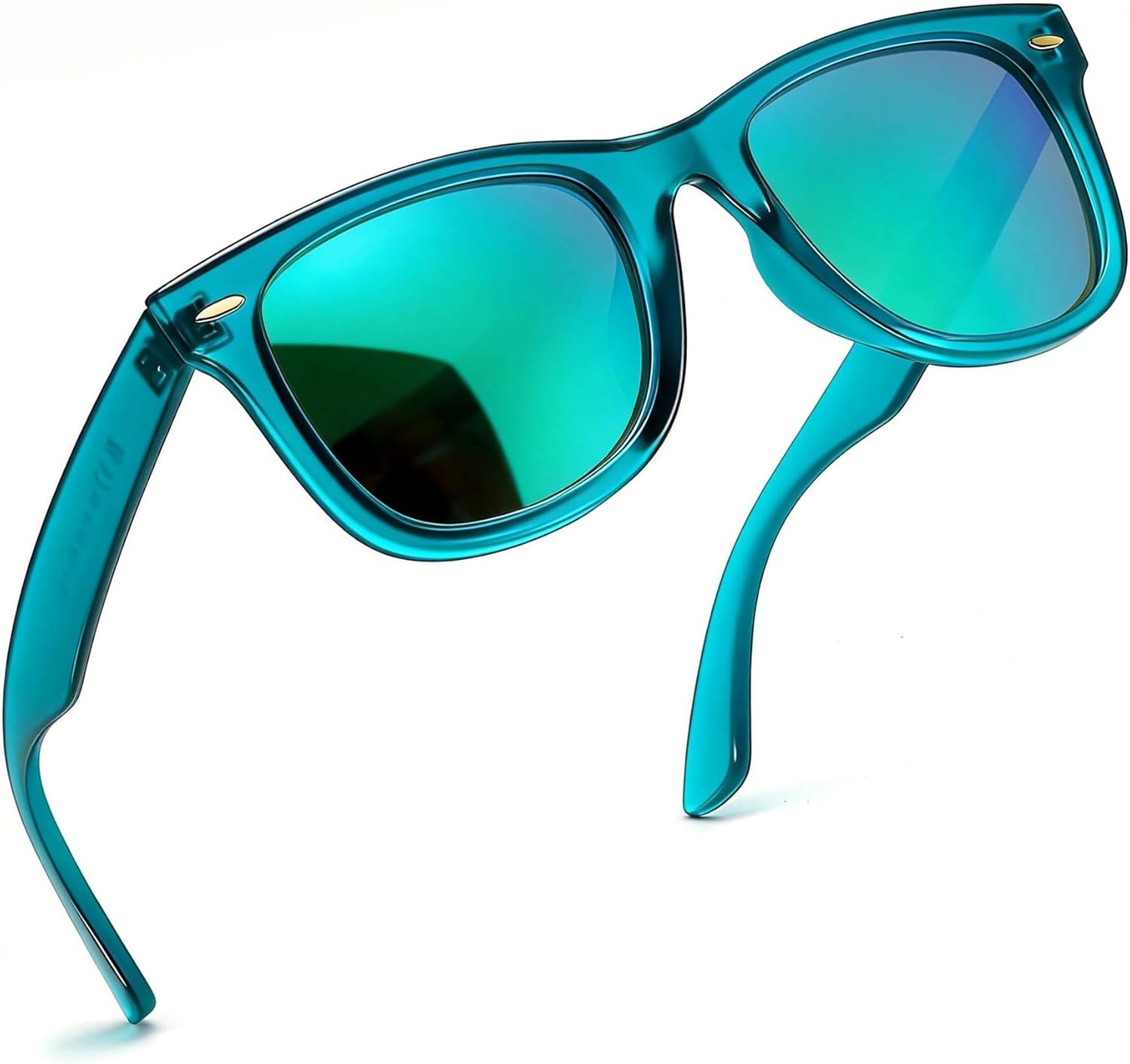 

Женские поляризованные солнцезащитные очки FancyPink с защитой UV400, зеркальные, для пляжа, дизайнерские модные солнцезащитные очки, средний размер, A08-green Frame Purple Lenses