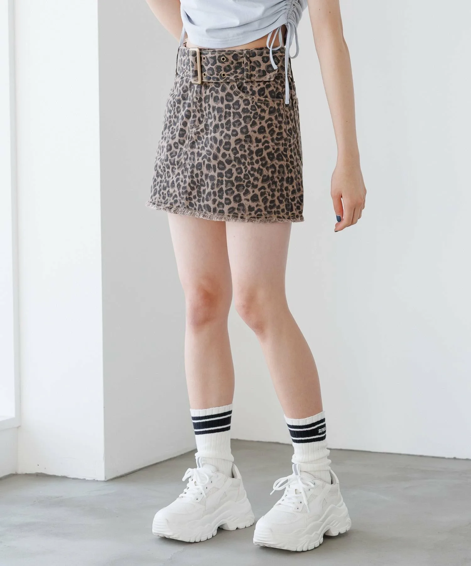Мини-юбка с люверсами и поясом Repipi armario, Leopard 55